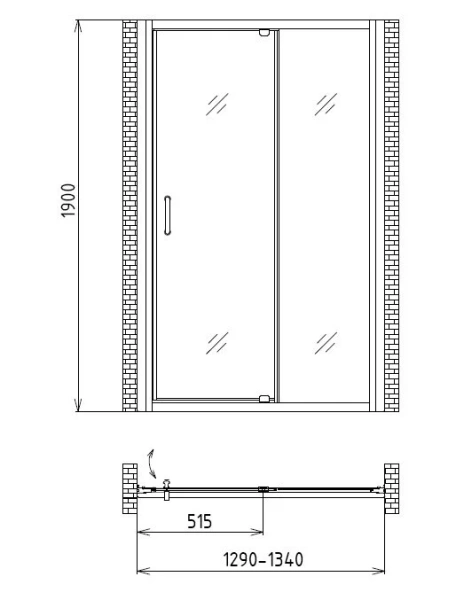 Душевая дверь Gemy Sunny Bay 130 S28191D (детальная фотография), хром