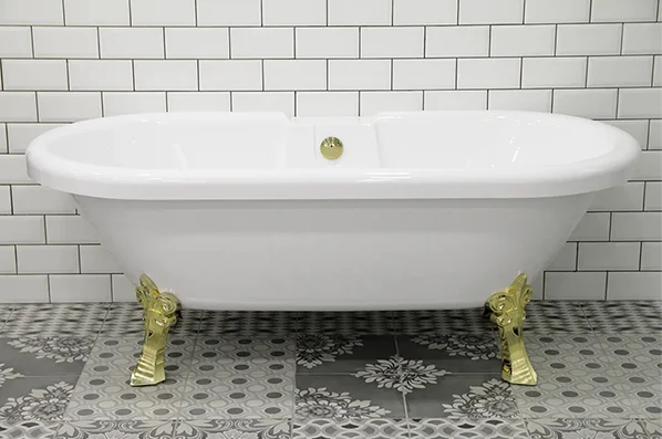 Ванна акриловая Радомир Леонесса 1, 175 х 80 см на ножках Лилия, 1-01-3-0-9-138, слив-перелив, белая, золото (детальная фотография)