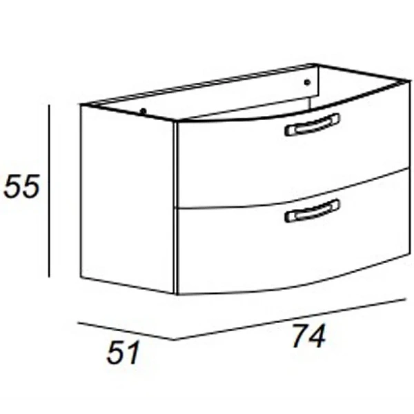 Тумба с раковиной подвесная Cezares Comfort 75 см с двумя выдвижными ящиками (детальная фотография), в наличии, по запросу, нет в наличии