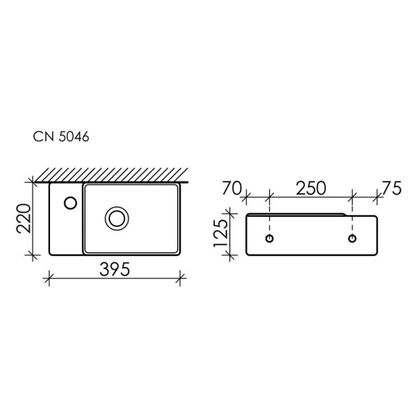 Раковина Ceramica Nova Element 40 см чаша справа CN5046 (детальная фотография), современные, hi-tech