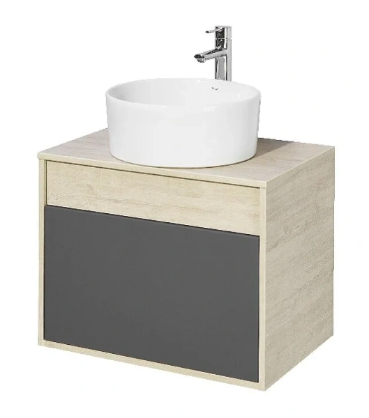 Тумба с раковиной Акватон Лофт Урбан 1A254001LQX60 65 см с двумя ящиками (детальная фотография), современная, hi-tech