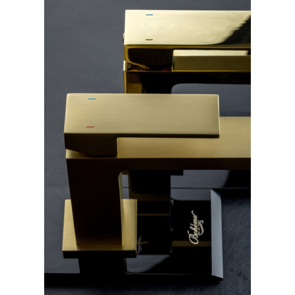 Смеситель для раковины Boheme Qubic золото матовое 471-MG (детальная фотография), современные, hi-tech