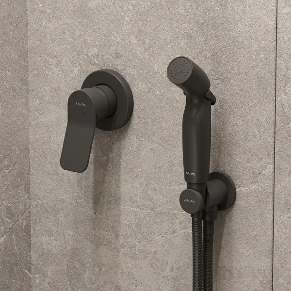 Унитаз с инсталляцией Am.Pm Spirit 2.0 черный с гигиеническим душем CK70GH (детальная фотография), с инсталляцией index_1