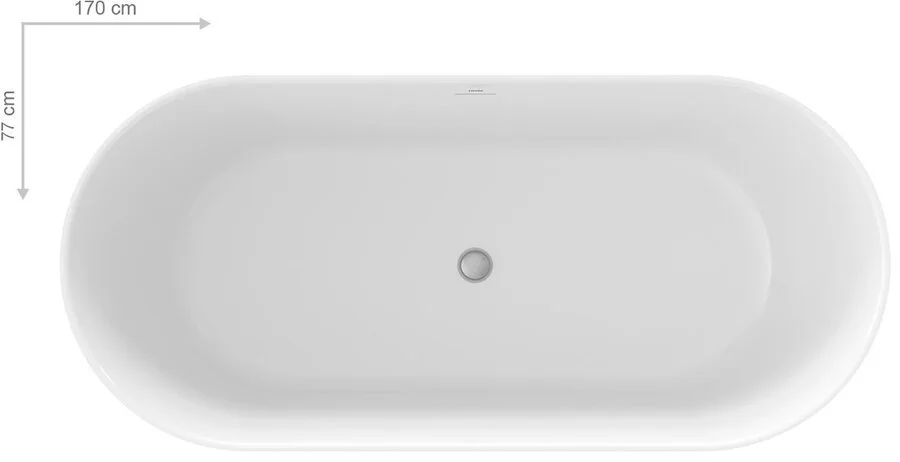 Ванна акриловая Ravak Freedom O TEC CC61000000, 170 x 77 см, отдельностоящая, белая, слив-перелив хром (детальная фотография), 170х80
