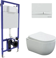 Унитаз с инсталляцией BERGES Novum кнопка белая