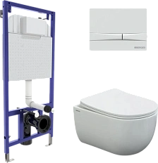 Унитаз с инсталляцией BERGES Novum кнопка белая