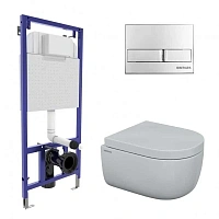 Унитаз с инсталляцией BERGES Ego клавиша смыва хром