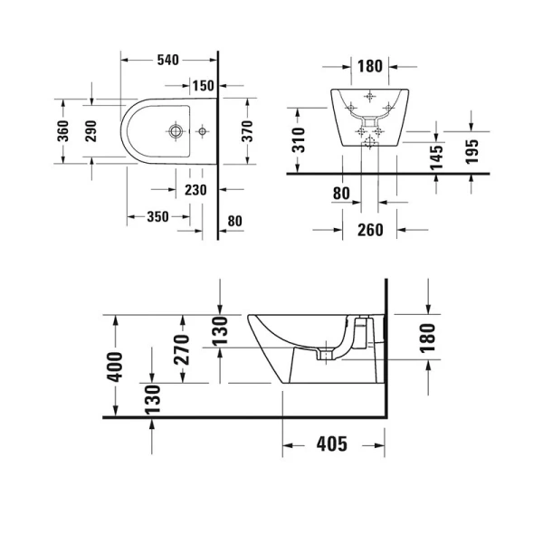 Биде подвесное Duravit D-Neo белое 2294150000 (детальная фотография), современные, hi-tech