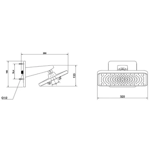 Верхний душ Vincea Inspire черный VSHD-3I4CMB (детальная фотография), верхние души