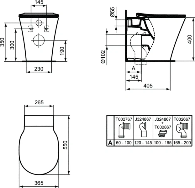 Унитаз напольный Ideal Standard Connect Air E0042 безободковый (детальная фотография), приставные, встраиваемые