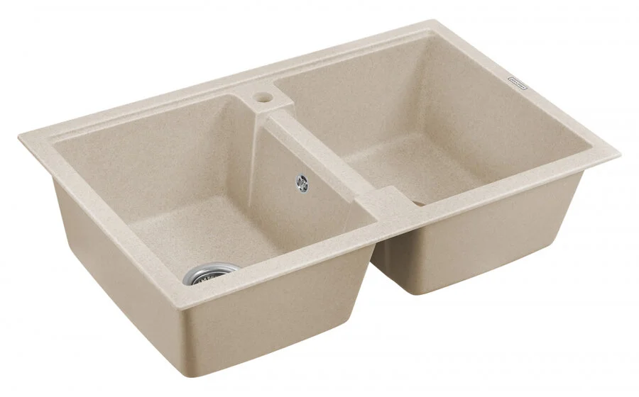 Мойка для кухни Paulmark Zwilling 81 см бежевая PM238150-BE (детальная фотография), кварц