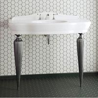 Консоль со столешницей, смеситель на 3 отверстия, цвет белый, ножки металлические, цвет никель, Devon&Devon Serenade