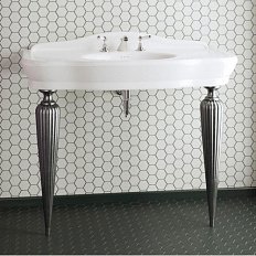 Консоль со столешницей, смеситель на 3 отверстия, цвет белый, ножки металлические, цвет никель, Devon&Devon Serenade