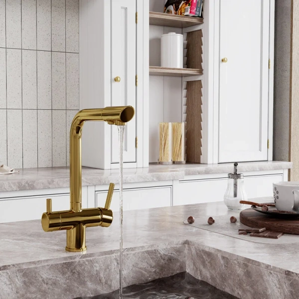 Смеситель для кухни WasserKRAFT глянцевое золото A8377 (детальная фотография), современные, hi-tech