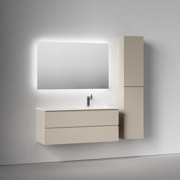 Тумба под раковину подвесная Sancos Snob R 120 см правая beige soft SNR120RCE (детальная фотография), моноблок
