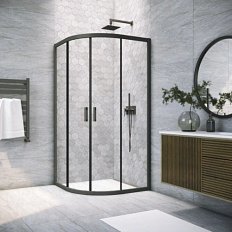 Душевой уголок профиль черный матовый стекло прозрачное Vegas-glass