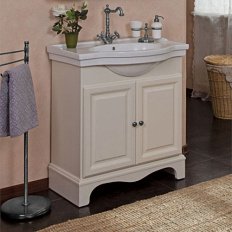 Тумба под раковину, цвет слоновая кость матовый, фурнитура состареное серебро, La Beaute Michel