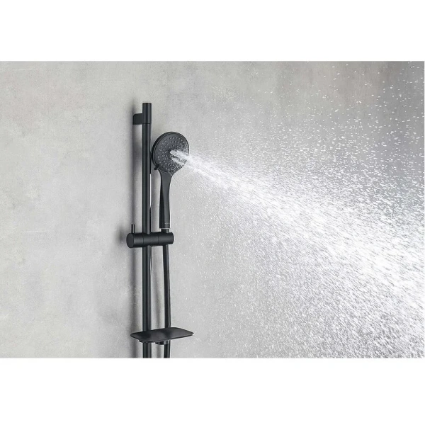 Душевой комплект Акватек Вега черный матовый AQ1072MB (детальная фотография), современные, hi-tech