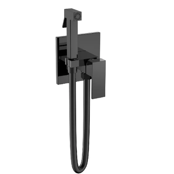 Гигиенический душ со смесителем Boheme Qubic графит глянцевый 477-SGM (детальная фотография)