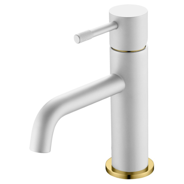 Смеситель для раковины Boheme Uno белый/золото 461-WG (детальная фотография)