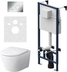Унитаз с инсталляцией Am.Pm Sense с клавишей глянцевый хром