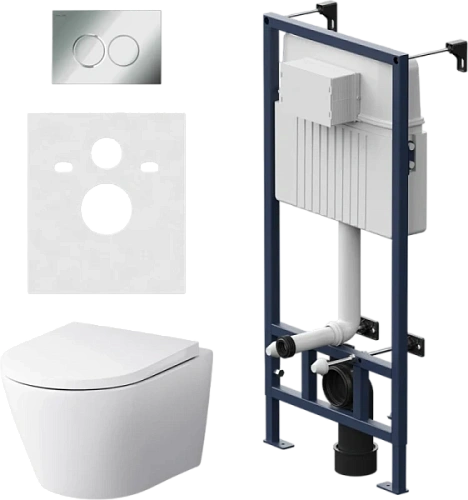 Унитаз с инсталляцией Am.Pm Sense с клавишей глянцевый хром - фото 1