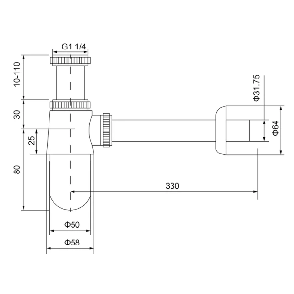 Сифон для раковины Timo розовое золото 960/19L (детальная фотография), золото