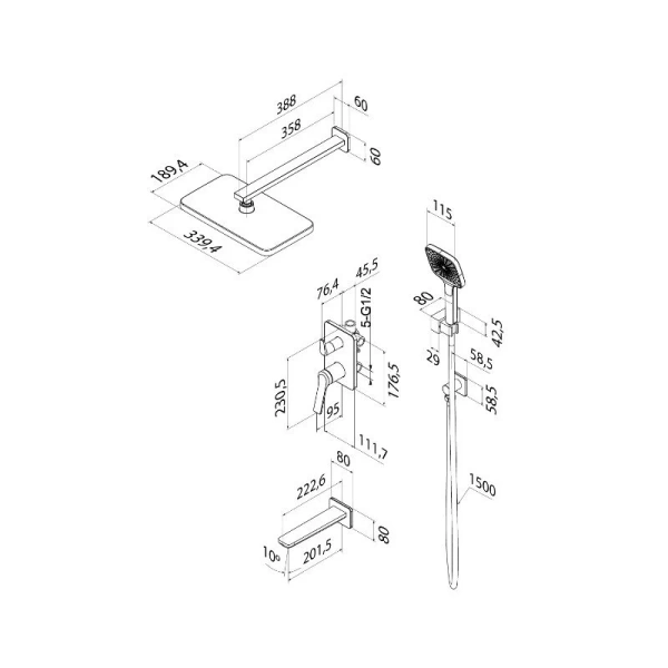 Душевой комплект IDDIS Parker графит матовый PARGM03i68 (детальная фотография), комплекты