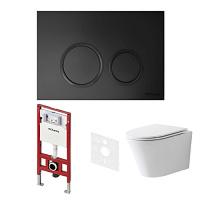 Унитаз с инсталляцией Tece TECEspring панель смыва черная матовая