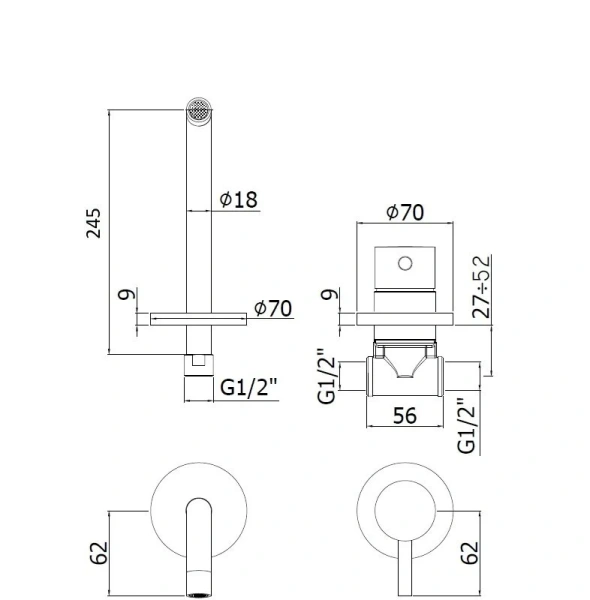 Смеситель для раковины Paffoni Light черный LIG007NO70 (детальная фотография), для раковины