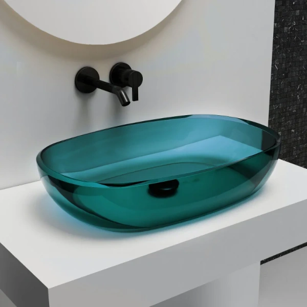 Раковина Abber Kristall 60 см бирюзовая AT2805Aquamarin (детальная фотография)