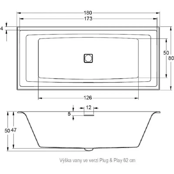 Акриловая ванна Riho Still Square Elite Plug & Play B099030005/B099031005, 180 x 80 см, левая/правая, цвет белый (детальная фотография), 180x80 см