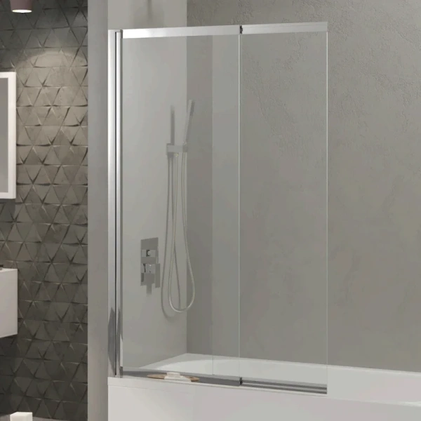 Шторка для ванны Berges River S Slider 98х145 см прозрачное стекло, профиль хром 065014 (детальная фотография)
