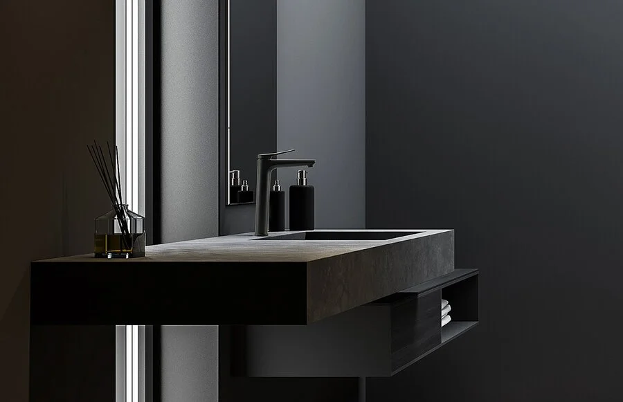 Смеситель для раковины Lemark Bronx черный LM3709BL (детальная фотография), на раковину