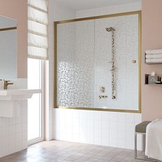 Душевая шторка на ванную профиль бронза стекло фея Vegas-glass