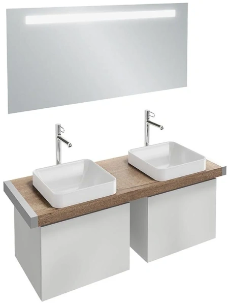 Раковина Jacob Delafon Vox 40 см белая, без отверстия под смеситель E2661-0 (детальная фотография), в форме чаши, квадратная