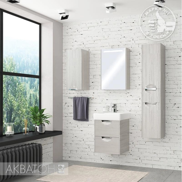 Тумба под раковину подвесная Акватон Сильва 50 см дуб фьорд 1A211701SIW60 (детальная фотография), в наличии