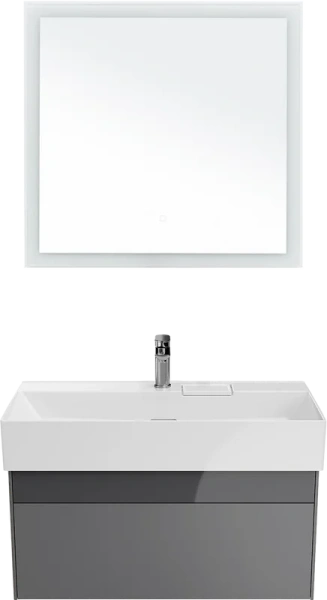 Тумба под раковину подвесная Kerama Marazzi Logica 90 см стальной серый LOG.90.2\ST (детальная фотография), под накладную раковину