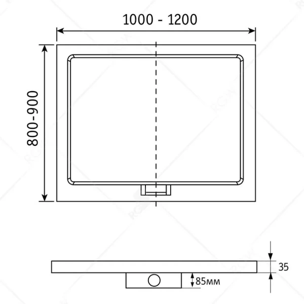 Душевой поддон RGW GWS-21 03150282 120х80 см прямоугольный (детальная фотография), низкие до 15 см