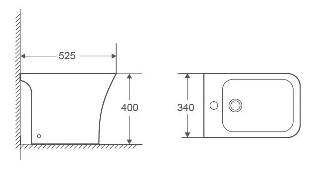 Биде напольное Azario Fretta Square фаянс AZ-1215C (детальная фотография), современные, hi-tech