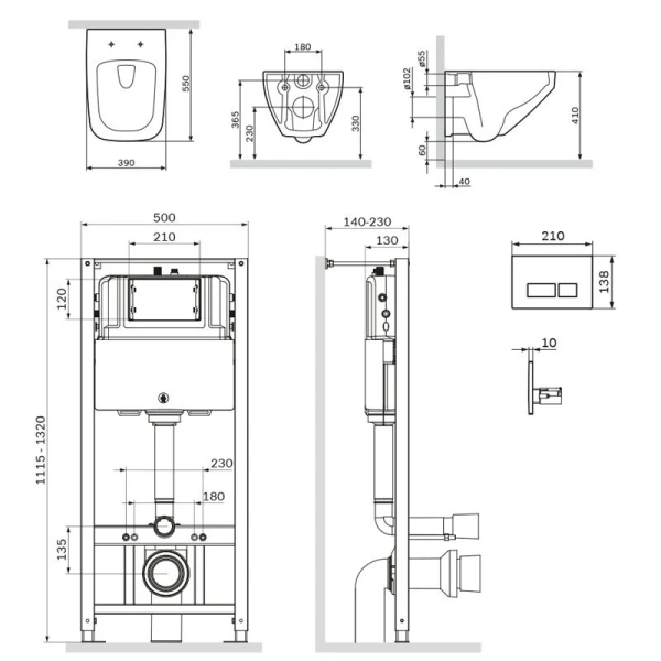 Унитаз с инсталляцией Am.Pm Inspire 2.0 с клавишей глянцевый хром и сиденьем микролифт  IS47051.50A1700 (детальная фотография), с инсталляцией