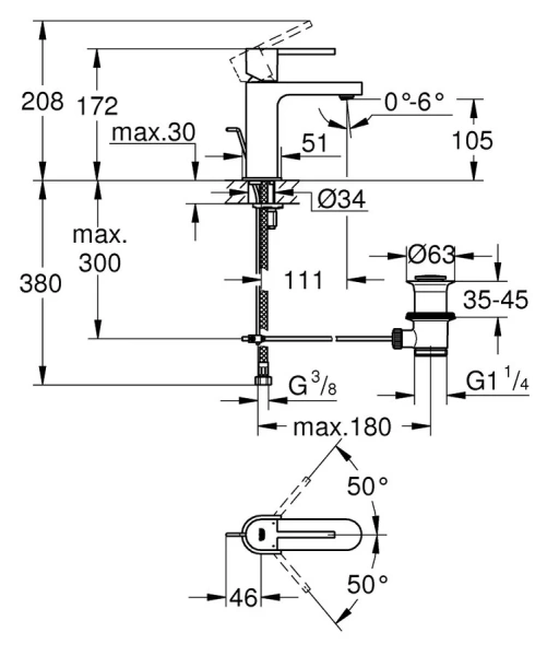 Смеситель для раковины Grohe Plus 32612003 (детальная фотография), для раковины