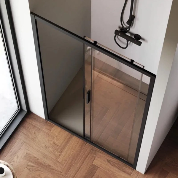 Душевая дверь в нишу AM.PM Gem Solo 110 см профиль черный стекло прозрачное W90G-110-1-195BT (детальная фотография), в наличии