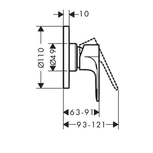 Смеситель для душа Hansgrohe Rebris хром 72659000 (детальная фотография), для душа