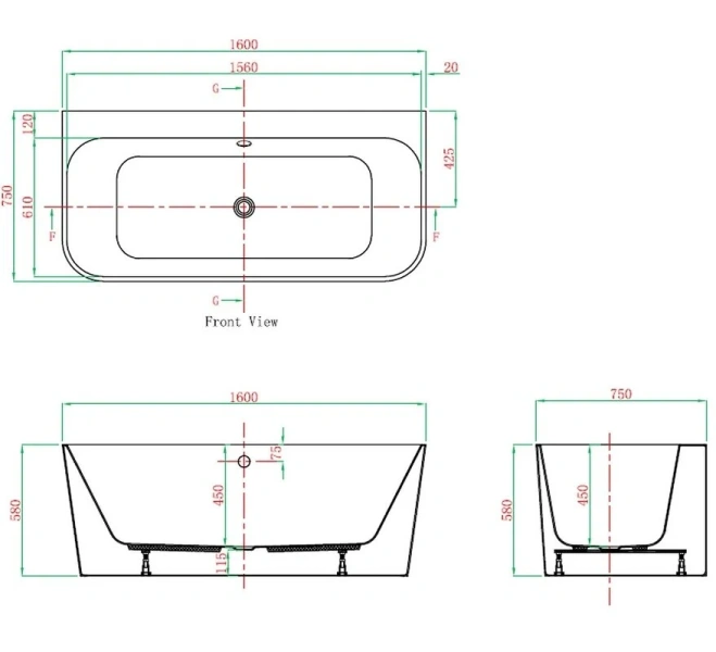 Ванна акриловая Vagnerplast Maggie 160×75 см приставная KRBV165MAG9X-64 (детальная фотография), без гидромассажа, большие