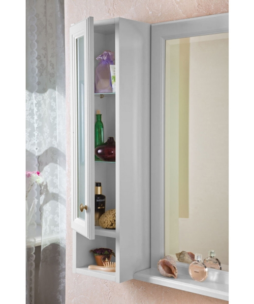 Шкаф для ванной, петли слева, цвет белый матовый, фурнитура бронза, La Beaute Michel SMI24LBO.Sx.O.BR (детальная фотография) index_1