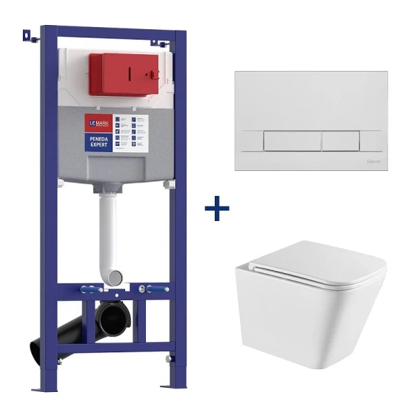 Унитаз с инсталляцией Lemark Florex клавиша белый глянец 100124422 (детальная фотография)