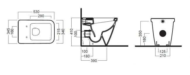 Унитаз напольный Hatria Erika Pro Q YXHY01 35х55 см (детальная фотография), с бачком, со скрытым бачком