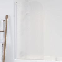 Душевая шторка на ванную профиль белый стекло шиншилла Vegas-glass