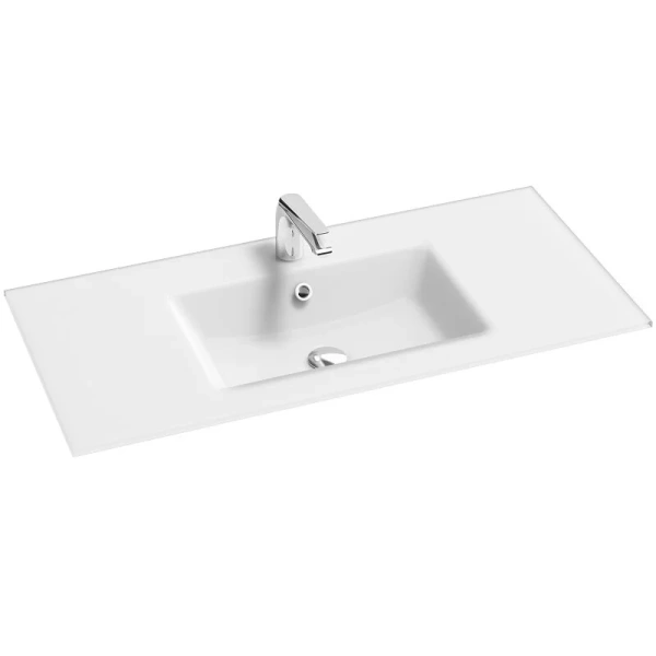 Раковина мебельная Jacob Delafon Sherwood 100 см матовый белый EB1830RU-DE1 (детальная фотография), прямоугольной формы, широкая